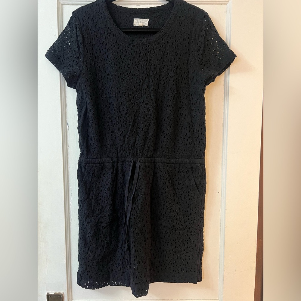 Lou & Grey Black Lace Short Sleeve Dress